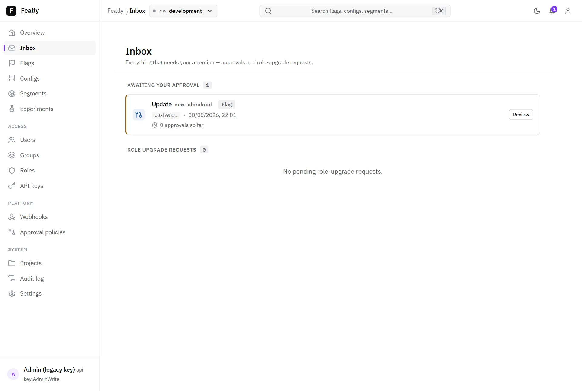 The approvals inbox